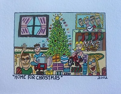 James Rizzi: Original Screen Print  HOME FOR CHRISTMAS  2002 2D Mini Rare • $105.25