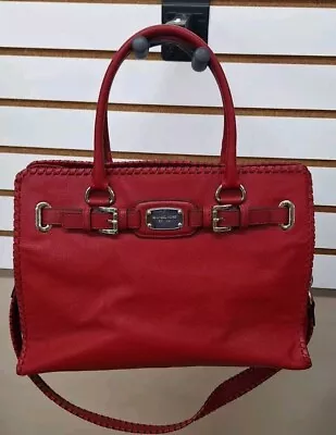 Michael Kors Hamilton Red Handbag Shoulder Bag Laced Edging • $100