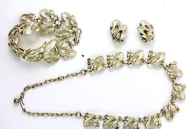 Vintage Gold Chain Link Set Earrings Necklace Bracelet 1950's Retro Jewelry • $27.20