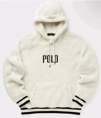 Polo Ralph Lauren Men's Logo Pile Sherpa Hoodie PULLOVER NAVY CREAM Size XL & L • $109.50
