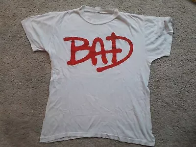 MICHAEL JACKSON Vintage '80s BAD T Shirt White M LP Rap Tee Tour Single Stitched • £90