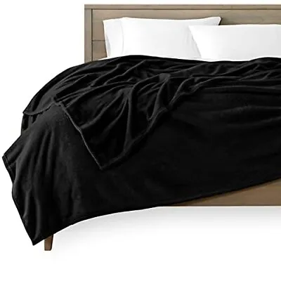  Microplush Fleece Blanket - Ultra-Soft Blanket - Luxurious Fuzzy King Black • $54.58