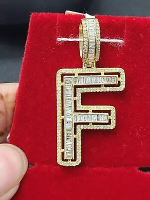 10K Yellow Gold 1.00CT Genuine Diamond Initial Letter 'F' Charm Pendant 1.5  • $932.73