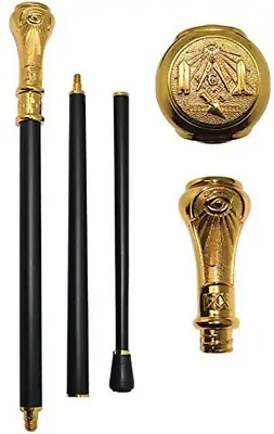 Classy Freemason Walking Stick Cane With Engraved Masonic Symbols On Handle • $54.99