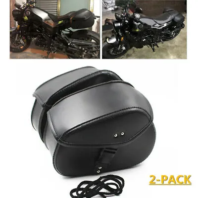 Motorcycle Saddle Bag PU Side Luggage Pouch Double Pannier Rear Seat Accessories • $49.59