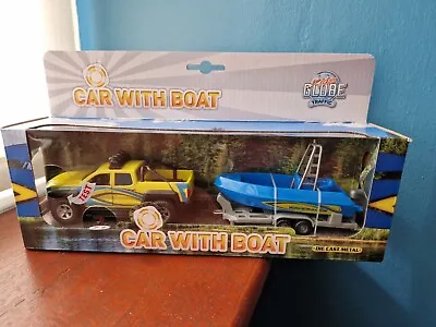 Kids Globe SUV With Boat Die Cast Metal Pick Up Pickup Boat Trailer Toy Toys • $27.06