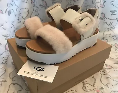 UGG Fluff Chella Sandals Women's Size 6 NEW In BOX 6.5 Wool Patent Leather  • $35