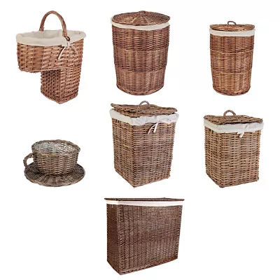 Wicker Laundry Basket Large Small Woven Rattan Linen Washing Storage Hamper • £28.99