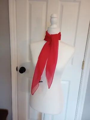 Vintage 100% Silk Chiffon Sheer Red Marc Rozier Scarf • $25