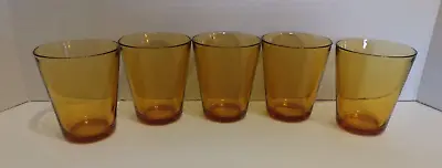 Vintage Vereco Amber 7 Ounce Glass Tumblers Made In France Set Of 5 • $16