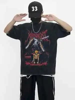 Chainsaw Man Vintage Washed Tshirt Men Oversized Hip Hop Streetwear • $50.55