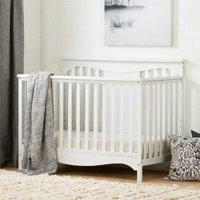 Savannah Baby Crib 4 Heights With Toddler Rail-Pure White-South Shore • $276.21