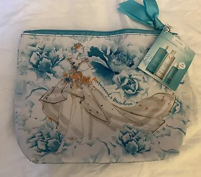 MOROCCANOIL Marchesa Cosmetic Make-Up Bag Blue Flowers Dress Travel Pouch • $5.99
