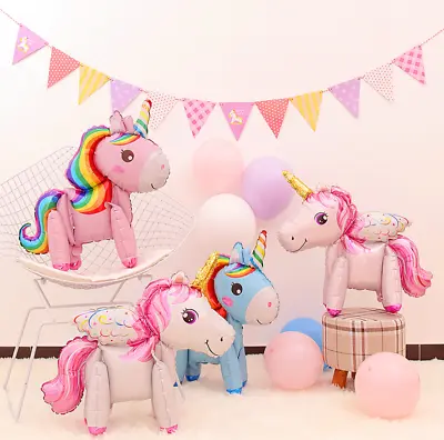 3D Standing Unicorn Foil Air Balloon Children Birthday Party Decoration Kids UK • £1.99
