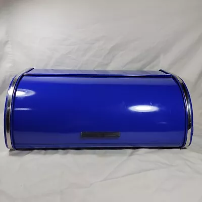 Brabantia Roll Top Bread Box Blue Metal Kitchen Baked Goods Storage Container • $13.99