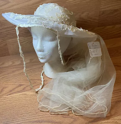 Vintage Bridal Wedding Hat/ivory Hat Pearl And Lace With Half Veil Needs Repair • $75