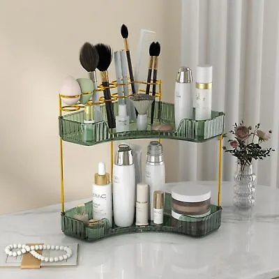 Makeup Organizer 2 Tier Corner Shelf Cosmetics Skincare Organizer For Bathroo... • $38.25