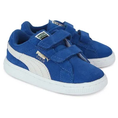 £22.99 • Buy PUMA Suede Infants Kids Unisex UK 3 EU 19 Blue And White Touch Close Trainers