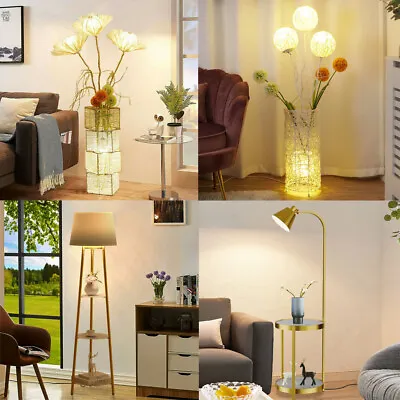 Modern Illumination Floor Lamp W/ Shelves LED Hanging Lamp Shade Corner Standing • £50.91