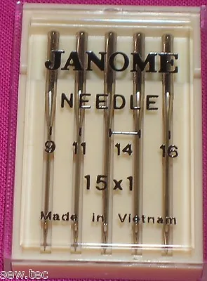 Janome Sewing Machine Needles Mix Size To Fit All Standard Sewing Machines 9-16 • £5.49