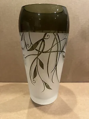 Lenox Botanical Boutique Green Glass Oval Vase. Frosted Glass VINTAGE CRYSTAL • $34.99