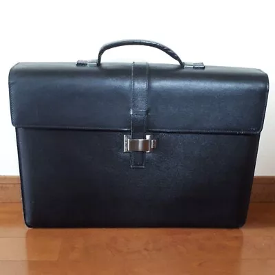 MONTBLANC Westside Double Gusset Briefcase Leather Business Bag Black Used FS JP • $274