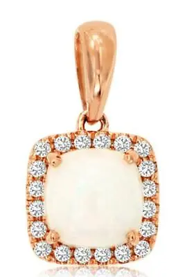 Estate .71ct Diamond & Aaa Opal 14k Rose Gold Round Halo Square Floating Pendant • $1178.20