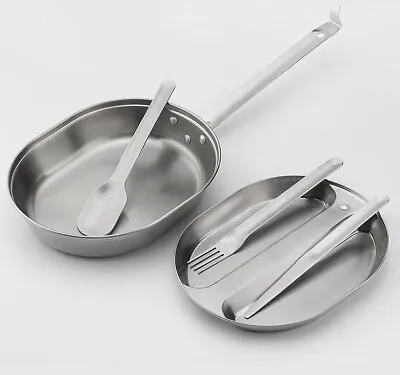 US Military Mess Tin Canteen Cutlery Stainless Steel Outdoor Cookware Kit • $24