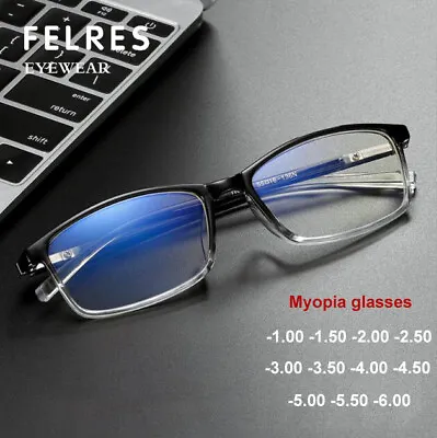 Square Myopia Nearsighted Glasses For Men Women Anti-Blue Light Retro Glasses • $7.99