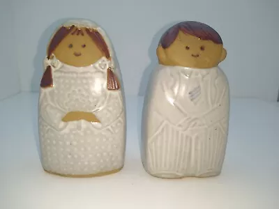 Large Vintage MCM Salt & Pepper Shakers Japan VIKING Ceramic Bride & Groom 4  • $9.75