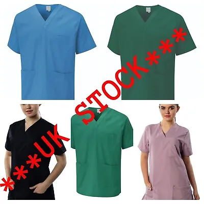 **PREMIUM** Scrub Medical Uniform Top Women Men Tunic Nurse Hospital Work Wear  • £9.40