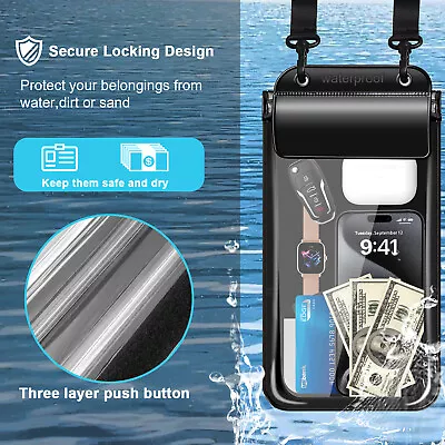 2 Pieces Waterproof Pouch Cell Phone Dry Bag Swimming Beach Cell Phone Watch S • $19.99