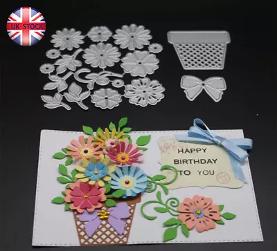 Flower Pot Metal Cutting Stencil For Paper Card Scrapbooking Dies • £3.99