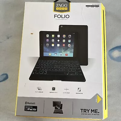 ZAGG Keyboard Folio Case For Apple Air IPad /Air 2- Black Full Body Compact • £5