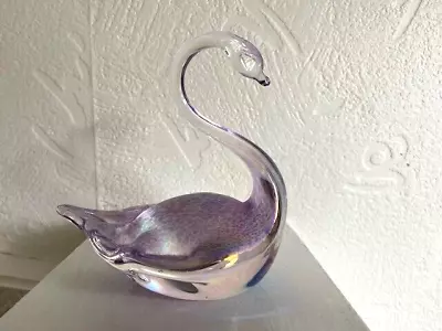£16.95 • Buy Vintage Heron Glass Swan Iridescent Finish Cumbria England Late 20th Century