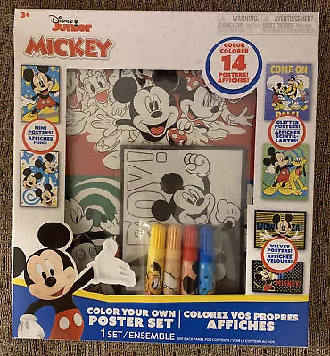 Mickey Mouse More Color Your Own 14 Poster Set / Velvet /Glitter AAB66 • $9.99