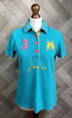 Ladies Joules Lifestyle Classic Fit Short Sleeved Cotton Turquoise Polo Size 12 • $29.04