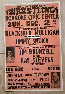  Wrestling Poster Blackjack Mulligan Vs Jimmy Snuka Buddy Rogers Vs Ric Flair  • $15.49