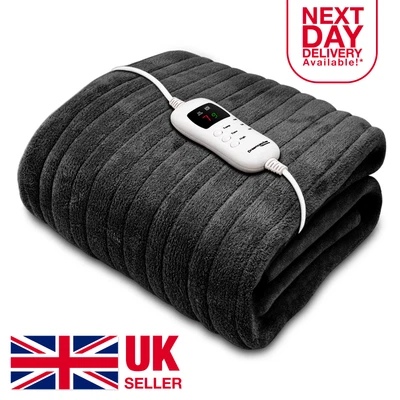 £41.95 • Buy ELECTRIC HEATED THROW OVER BLANKET BLACK SOFT FLEECE WASHABLE 160cm X 120cm