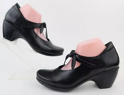 NEW! Naot Pleasure Mary Jane Block Heel Shoes Black Madras Leather EU 41 / US 10 • $114.50