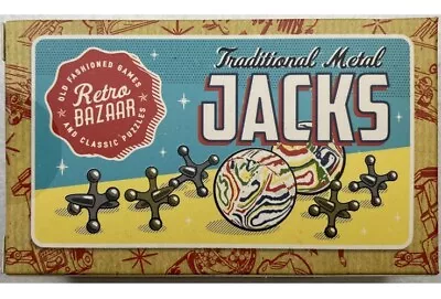 Retro Traditional Metal Jacks Game 10 Jacks With 2 Classic Swirly Bouncy Balls • £5.99