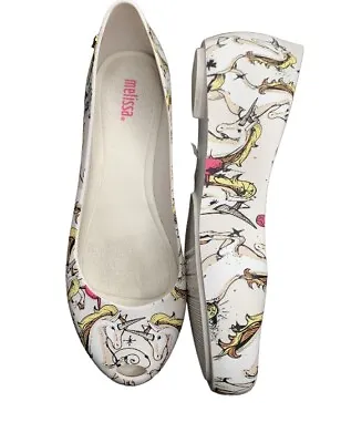 Melissa Woman's Sz 8/39 Unicorn Dream  Rubber Shoes - Peep Toe Comfort Shoes • $15.66