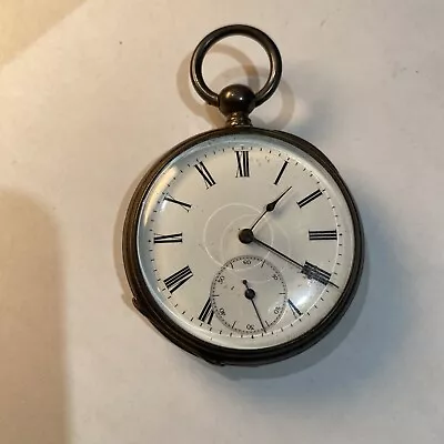 Antique Mens Pocket Watch Swiss Bar Movement Fine Silver Case Keywind For Repair • $39