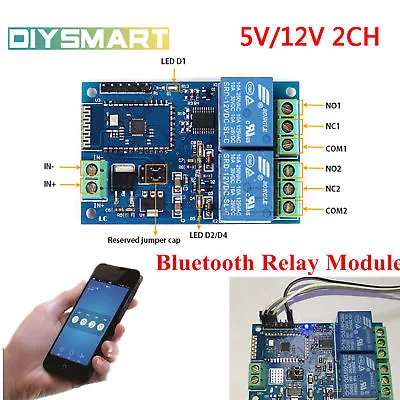 $10.68 • Buy 5V/12V 2CH Bluetooth Relay Module Smart Home Mobile APP Remote Control Switch AU