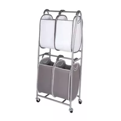  - 2 Tier Vertical Rolling Laundry Cart - Rolling Storage Cart On Wheels With  • $134.19