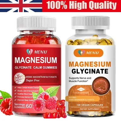 Magnesium Glycinate Gummies / Capsules For Sleep HealthStress & Anxiety Relief • £20.99