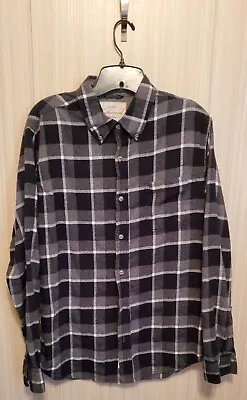 Weatherproof Flannel Shirt Black White Plaid Long Sleeve Button Up Mens Medium M • $18.97