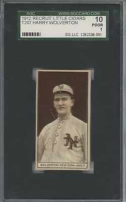 1912 Recruit Little Cigars T207 Harry Wolverton Vintage Baseball SGC 1 • $100