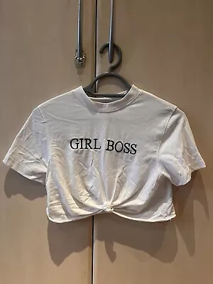 £6 • Buy White Cropped  Tie Front Top