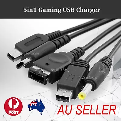 5in1 USB Charger Cable For Sony PSP Nintendo 3DS 2DS NDSi Wii GameBoy Advance • $6.88